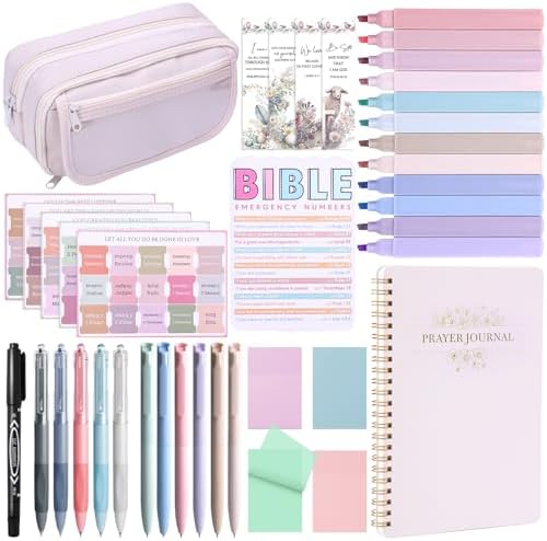 XKDOUS 40 Bible Study Kit, Journaling Supplies for Women with Case, Beige