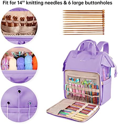 Leudes Crochet Bag Backpack for Yarn Storage Tote Travel Large Knitting Bag