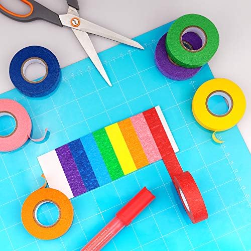 8 Rolls Colored Masking Tape Rainbow Painters Tape, 0.6 Inch x 16 Yard