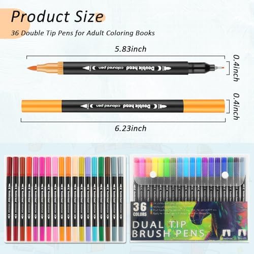 2Pcs Adult Coloring Books Set for Women Relaxation with 36 Colors Markers