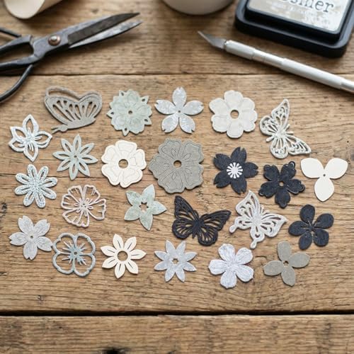 50pcs Scrapbook Collage Paper Flowers, Mixed Colors