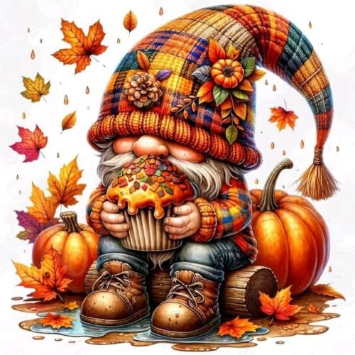 ARPADAMO Gnome Pumpkin Diamond Art Kits for Adults Diamond Painting 14x14in