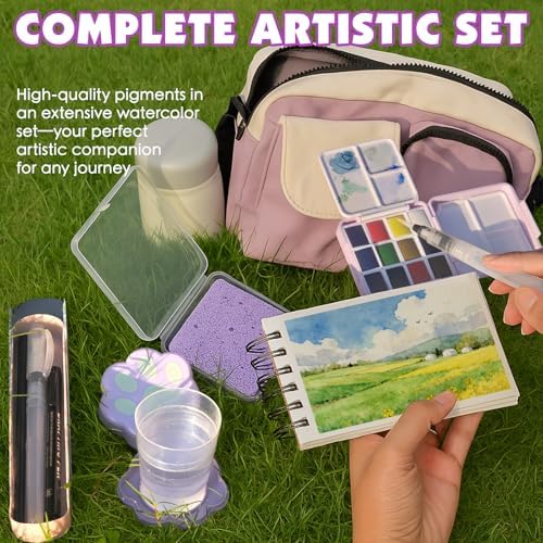 Travel Watercolor Set - 12 Color All-in-One Portable Kit