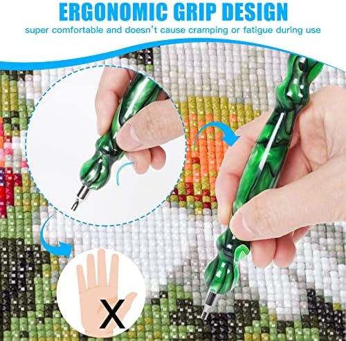 29pcs 5D Diamond Painting Pens Kit, 13 PCS Metal Screw Thread Tips for Diamond Art Tools Accessories,12 Painting Wax, 3 Resin Art Pens, Multi Placer Tips for DIY Crafts(PBGS)