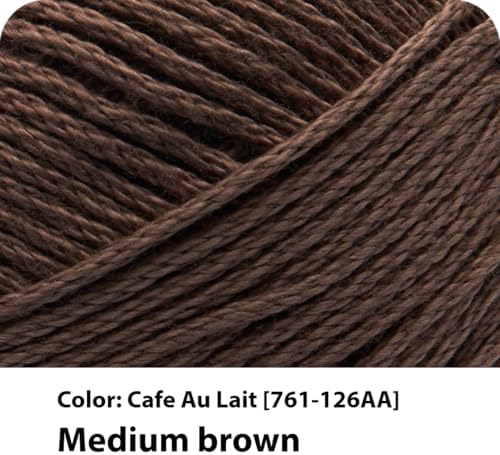 Lion Brand Yarn, 24/7 Cotton Yarn, Cafe Au Lait, Brown, 1 Pack