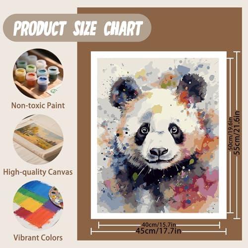 XTCIXAL Paint by Numbers Kit for Adults, Panda, 16X20 Inch
