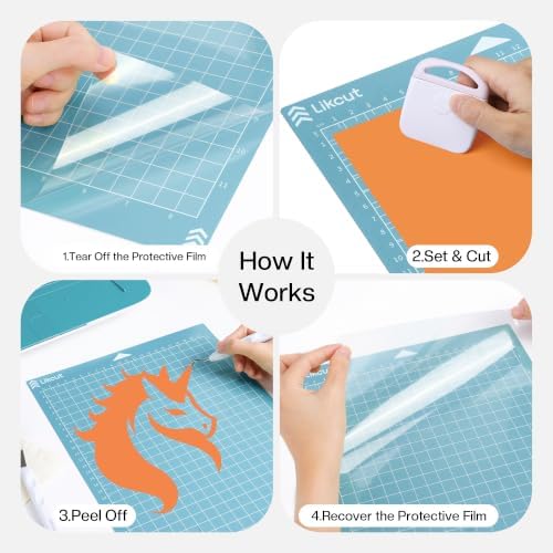Likcut Cutting Mat for S41 Vinyl Cutter - 8.5" x 12" LightGrip Cutting Mats Compatible with Cricut Joy Xtra, 3 Pack Vinyl Mat for Craft DIY with Precision Grid for DIY Paper, Stickers & Cardstock