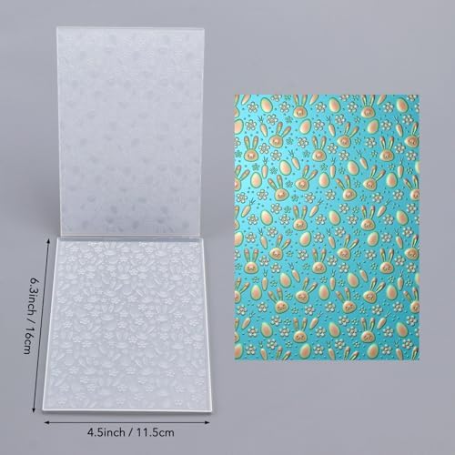 3D Embossing Folder Bunny Rabbits Easter Plastic Embossing Texture Fades Folders Template for Card Making Scrapbooking and Other Paper Crafts, Scrapbooking Paper Craft Album Stamps DIY Decor