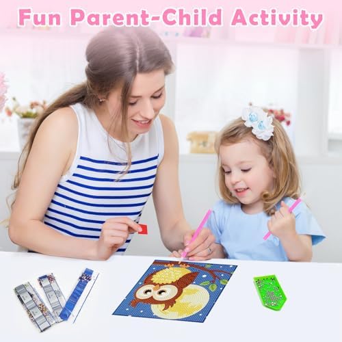 NANZHOO Diamond Art Kits for Kids, 6 Pack 5D Cartoon Diamond Painting Kits for Adults Beginner, Cute Animals DIY Big Gem Art Arts and Crafts for Kid Mosaic Kits for Gift Home Wall Decoration 6X6 inch