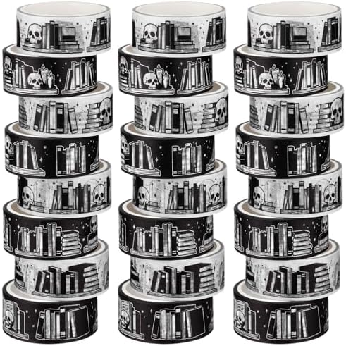 24 Rolls Book Washi Tape Back to School Crafting Gifts, Gothic