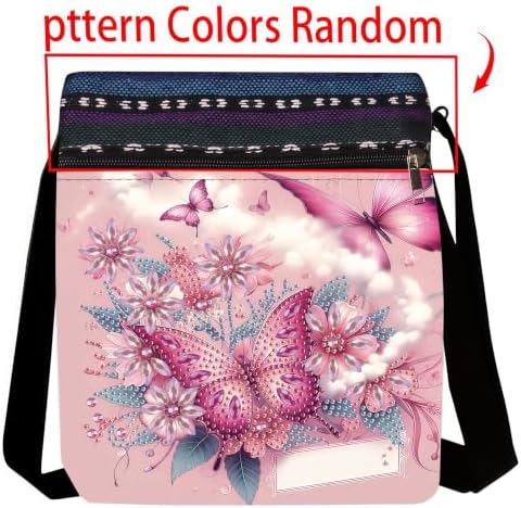 LSQFS Diamond Art Painting Crossbody Bag for Adults, Butterfly Floral DIY Diamond Art Kits for Women, PU Leather Shoulder Purse Craft Kit