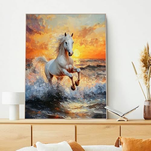 xcemhil Horse Paint by Numbers Kit for Adults Beginner, Horse Paint by Number for Adult, Acrylic Paint by Numbers Kits Suitable for Home Wall Art Decor Gifts 16x20 Inch