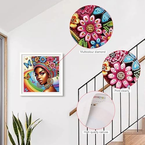 AiYuanzsh 5D Special Shaped Diamond Painting Kit - African American Woman Design, Unique Crystal Rhinestone Diamond Art Set for Beginners and Adults, Perfect for Home Wall Decor and Holiday Gifts
