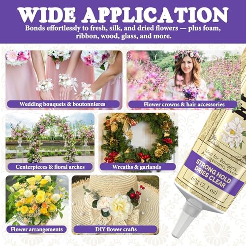 Floral Adhesive, Clear Waterproof Flexible Bond for Fresh Flowers, 2.1 oz