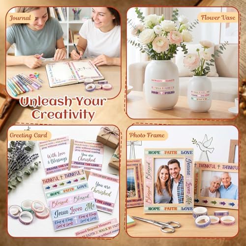 24 Rolls Christian Washi Tape Gifts, Pastel Religious, Multi-Size
