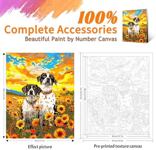 Yunnuo Dog Paint by Numbers Kit for Adults Beginners,Sunflower, 16X20 inch