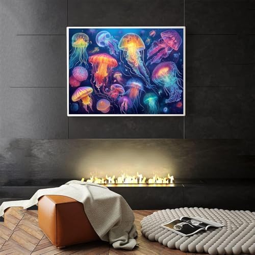 Jellyfish Diamond Art Kits for Adults, Diamond Painting Kits 12x16 Inch | Diamond Painting Kits for Adults Beginners, Gem Art, 5D Full Drill, DIY Arts and Crafts for Gift Home or Decor