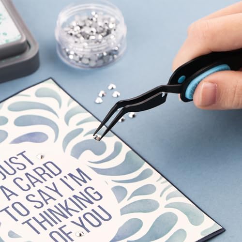 2PCS Crossing Locking Curved & Straight Craft Tweezers Pointed Tip Tweezers Stainless Steel Soft-Grip Tweezers Curved&Straight Fine Tip Tweezer for DIY Crafts Beads,Heat embossing,Small Embellishments
