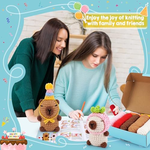 2PCS Capybara Crochet Kit for Beginners Crochet Starter Kit for Adults