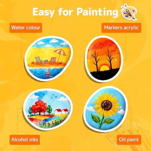 Simetufy 150 Pcs River Rocks for Painting, 2"-3" Painting Rocks, Flat & (Pack of 2)