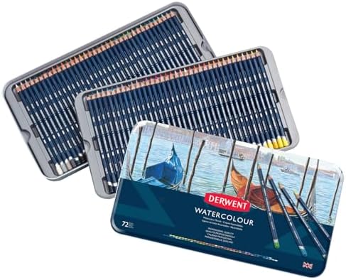 Derwent Colored Pencils, WaterColour, Water Color Pencils, Drawing, Art, Metal Tin, 72 Count (32889)