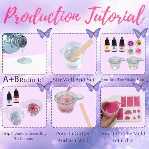 RNYBFPT Epoxy Resin Kit for Beginners, 18oz Crystal Clear Resin with Molds