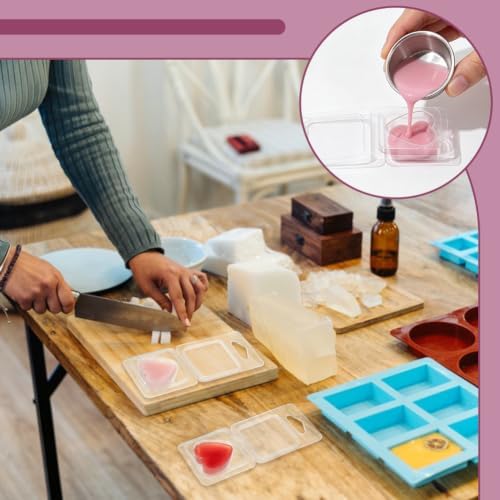 BENECREAT 60 Pack Wax Melt Molds, Clear PET Wax Melt Clamshells with Foldable Design, Heart Candle Making Molds for Wickless Candles and Soap Making