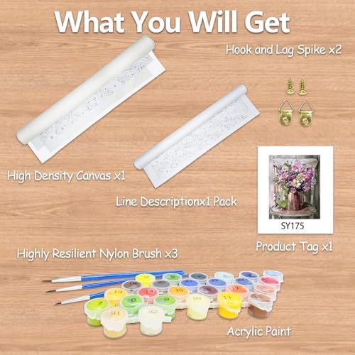 JATOK Paint by Numbers Kit for Adults, Bouquet, 16 x 20 in / 40 x 50 cm