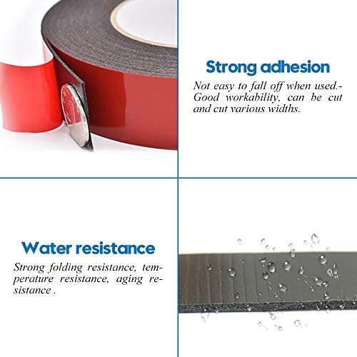 Double Sided Foam Tape 2.36In x 33FT 2 Pack, Mounting Tape Heavy Duty, Strong Adhesive Weatherproof Seal Strips for DIY Craft Picture Poster, Car & Gap Filling Mountings, Home Office Decor (Black)