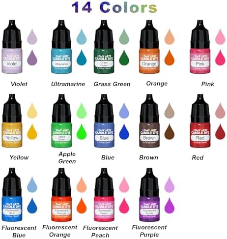 HOMY ARTY Candle Dye - 14 Colors Candle Wax Dye