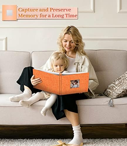Artfeel Photo Album Self Adhesive Scrapbook Album for 3x5 4x6 5x7 8x10 Pictures,60 Pages Linen Cover with Display Window DIY Photo Book,Ideal Gifts for Family Travel Wedding Baby