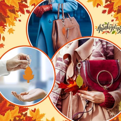 Trnayi 36 Pcs Maple Leaf Wood Keychain Color Your Own DIY Craft | Maple Leaf Wooden Keychain, Color Your Own Unfinished Craft, Blank Wood Painting DIY Craft, for Thanksgiving Art Project