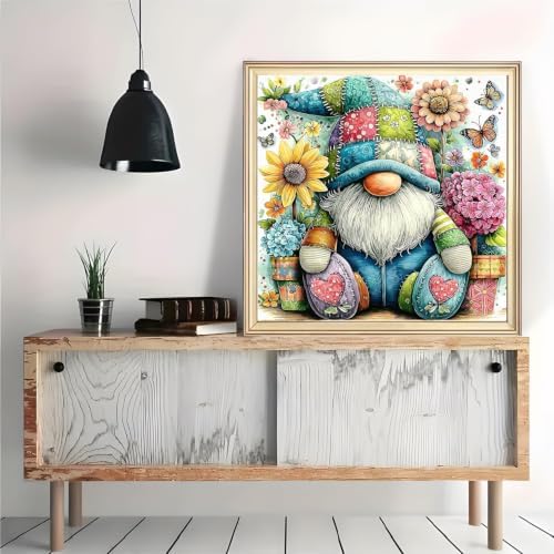 Gnome Diamond Art Kits for Adults, Round Diamond Painting 14x14 Inch