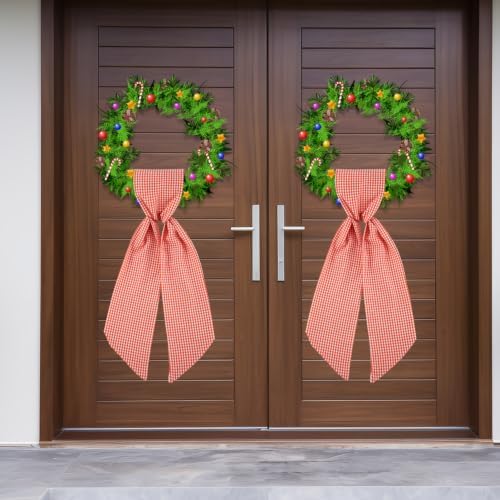 Wreath Sash for Front Door, Buffalo Plaid Fall Sash for Monogram Embroidery, Front Door Porch Decor, Autumn Thanksgiving Wreath Accessories, 5'' W x 54'' L