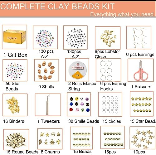 XJRLUK Clay Beads Bracelet Making Kit, 6 Boxes 20000+ PCS 144 Colors Polymer Flat HEISHI Beads Kit for Jewelry Making, Crafts Gift for Christmas Party Gift Craft kit