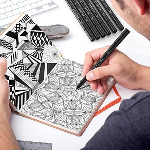 Black Markers for Coloring, Drawing Pens 12 Pack