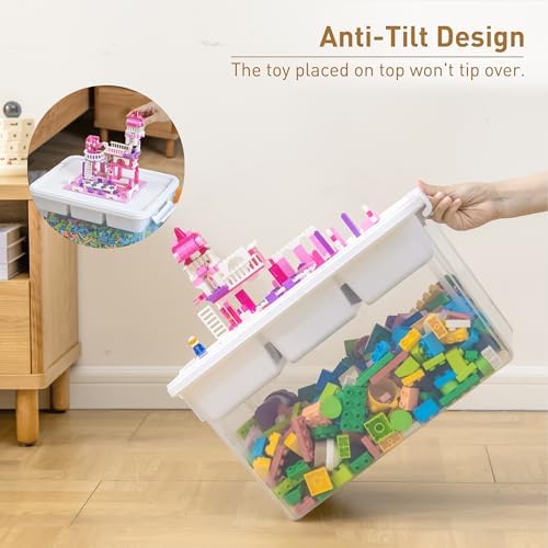 Citylife 17 QT Plastic Storage Box Building Baseplate Lid Removable Tray