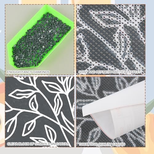 Yeaqee 4Pcs Diamond Art Kits for Adult Gem Painting Kit, Line Floral