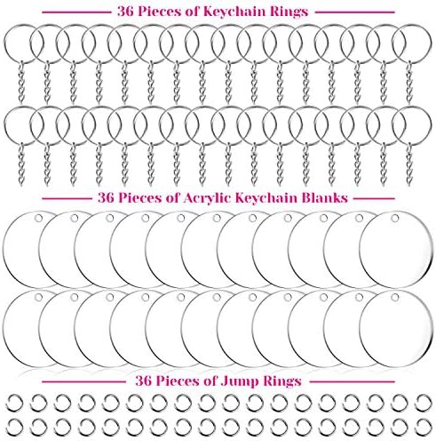 Audab Acrylic Keychain Blanks - 108 Clear Keychain Pieces for Vinyl Kit Including Acrylic Blanks, Rings for DIY Keychains, Crafting & Vinyl Projects