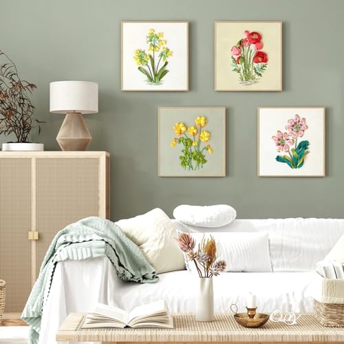 4 Sets Ribbon Flower Embroidery Kit for Beginners, Adults Cross Stitch Kits