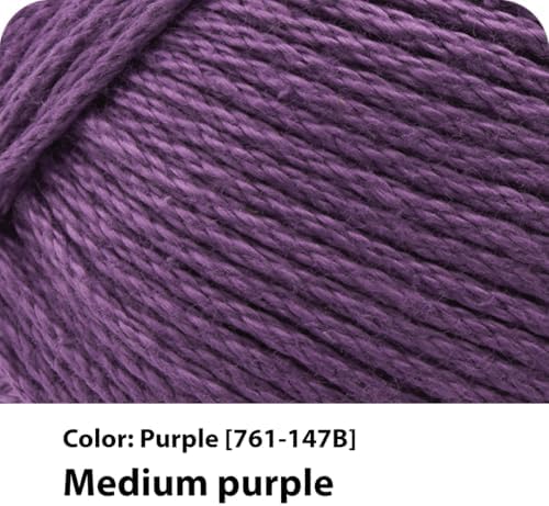 Lion Brand Yarn, 24/7 Cotton Mercerized Lightweight Yarn for Knitting, Crochet, and Crafts, Purple, 3 Pack, 185 Yards of Natural Fiber for Breathable Tops, Durable Bags, and Easy-Care Dish Cloths