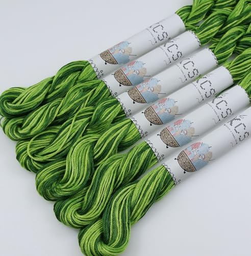 KCS Big skeins of 25 Meters Size 25 Color Variegated Cross Stitch Stranded Threads,6 skeins,92