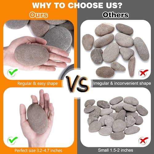 River Rocks for Painting 25 Pcs Large 3.5-5 Inch Flat Smooth Painting Stones Craft Rock to Paint for Kids Crafts Painting Bulk