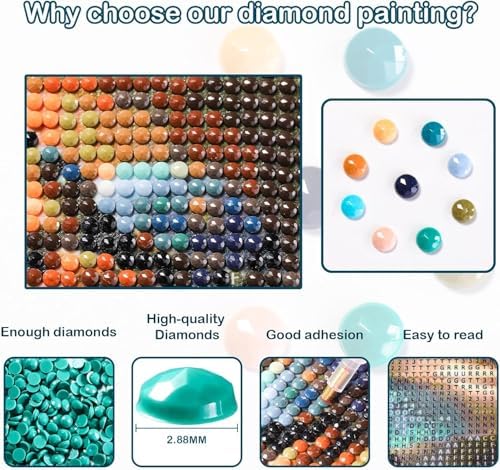GEWOUVIN Fountain Bird Diamond Art Kits for Adults, Diamond Painting Kit for Beginners, Round 5D DIY Diamond Dots Art,Full Drill Painting Kit Art and Crafts for Adults Home Wall Decor【13.8x13.8inch】