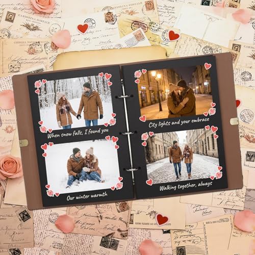 Vienrose Photo Album Scrapbook Kit, 9x6.5 Inch, 100 Pages, Black