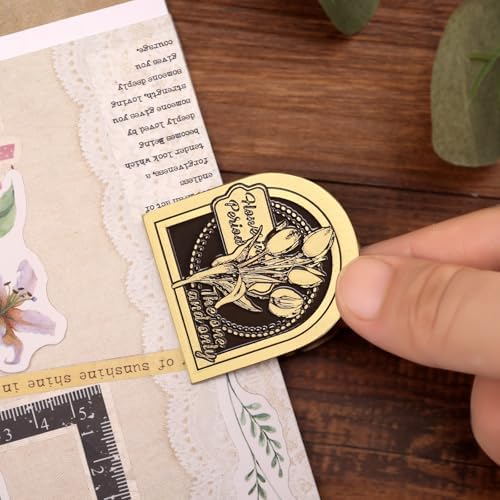 Dizdkizd Vintage Metal Clip for Journals, Planners, Notebooks, Brass Colored Book Clip Little Binder Clip for Page Holder, Book Mark - Tulip