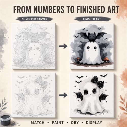 Yiolikan 2Pcs Halloween Paint by Numbers Kits for Adults Framed