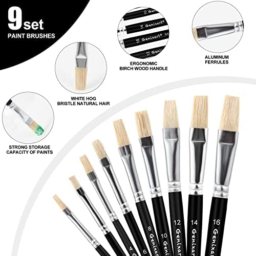 Genixart Artist Paint Brush Set, Paintbrushes for Acrylic, Oil, Watercolor