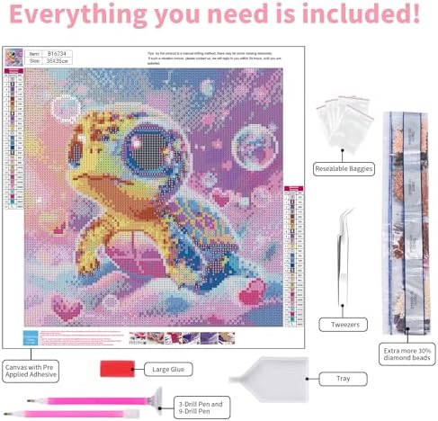 Diamond Art Kits for Adults, 5D Cute Sea Turtle Diamond Painting Kit