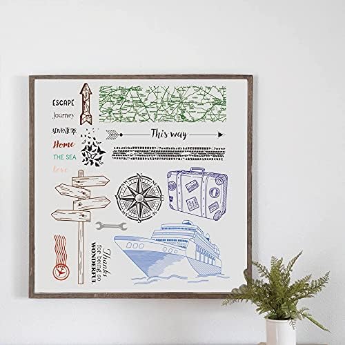 World Travel Ship Compass Map Clear Stamps for Card Making Decoration DIY Scrapbooking, Transparent Rubber Seal Stamps for Photo Card Album Crafting Supplies.